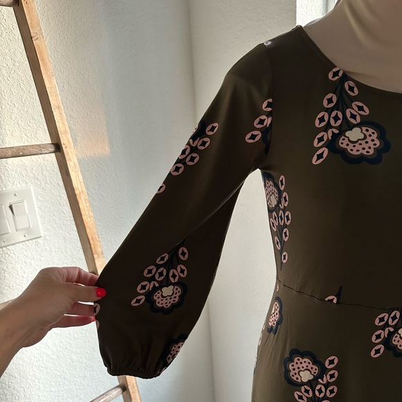 Boden Lucie Jersey Green & Pink Floral Print 3/4 Sleeve Tunic Mini Dress Sz: 6P - Picture 6 of 12